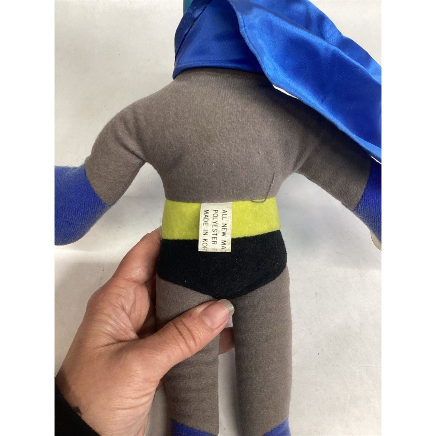 Vintage 1960's-1970's 13.5" Batman Plush Doll W/ Hard Plastic Face Window Cling