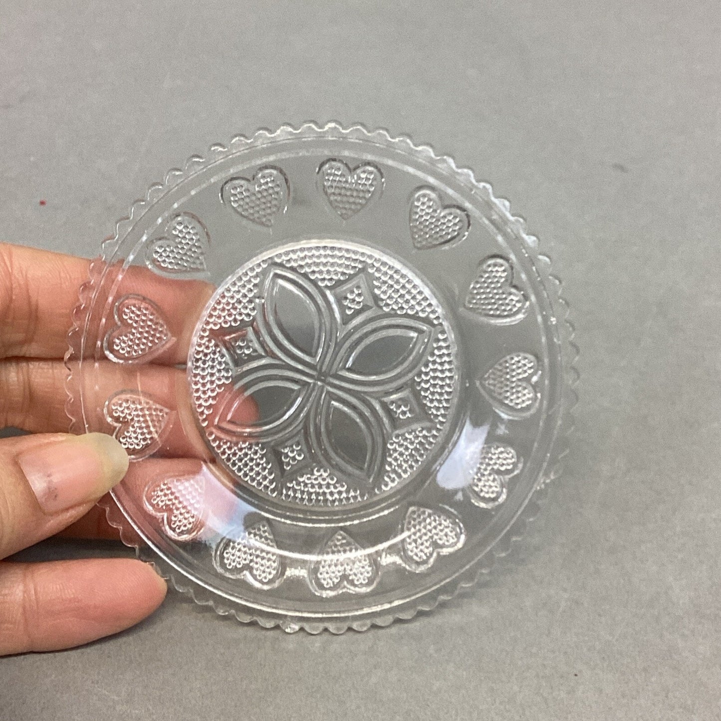 Antique Sandwich Glass Fiery Opalescent Pressed 13 HEART Plate