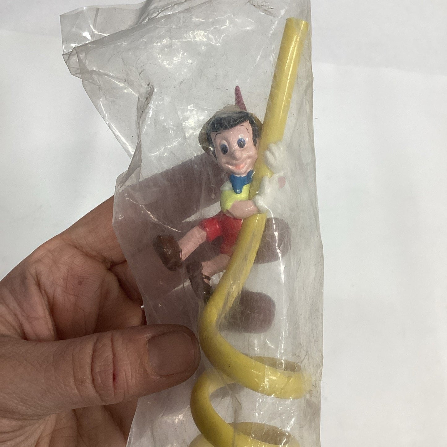 Vintage Pinocchio Applause Twisty Curly Swirl Straw By Disney - New Sealed