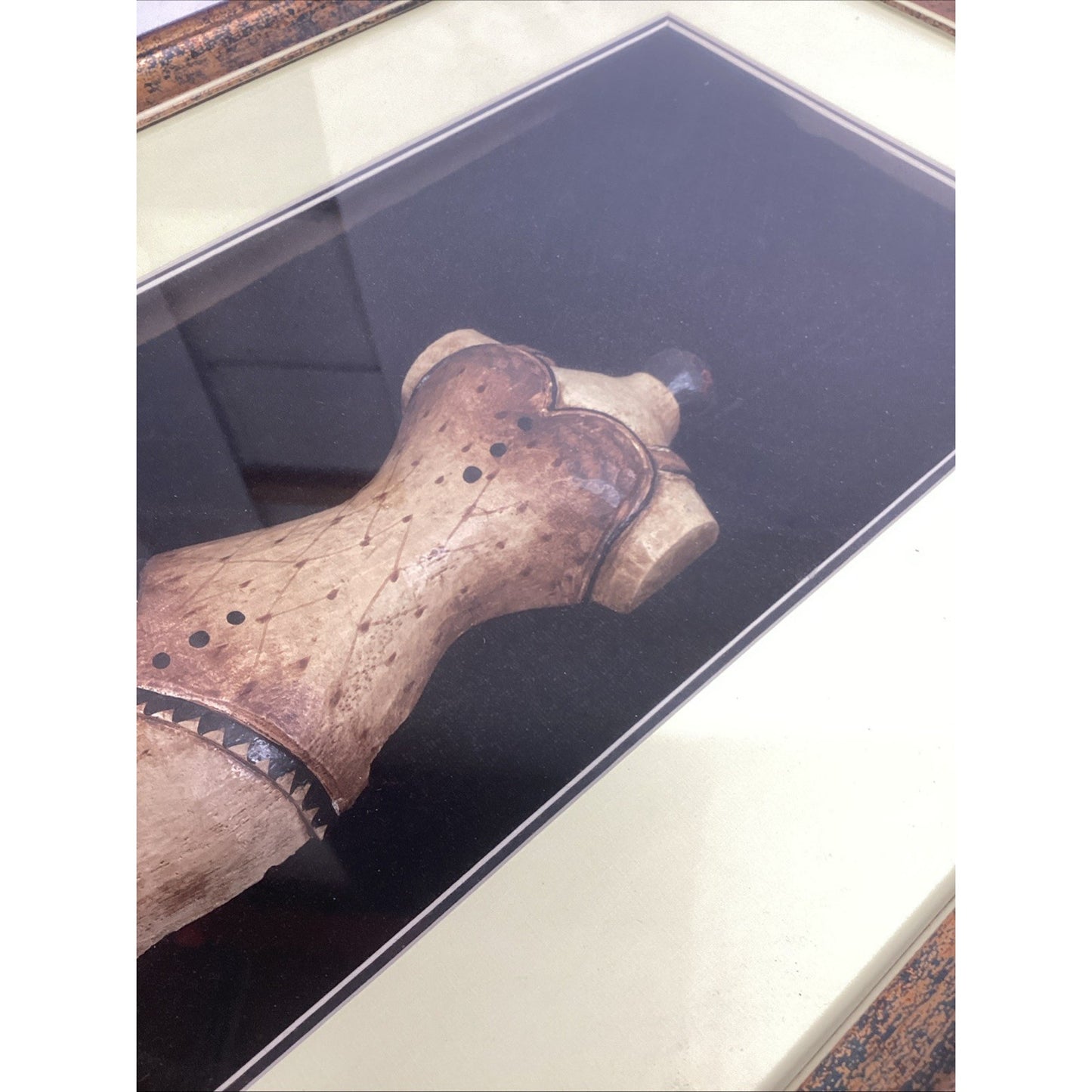 Vintage Wooden Display Dress Bust In Picture Frame - 22x15x3”