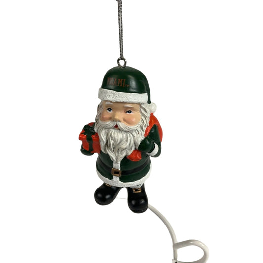 Vintage Christmas Figurine University Of Miami Green Santa Claus Ornament