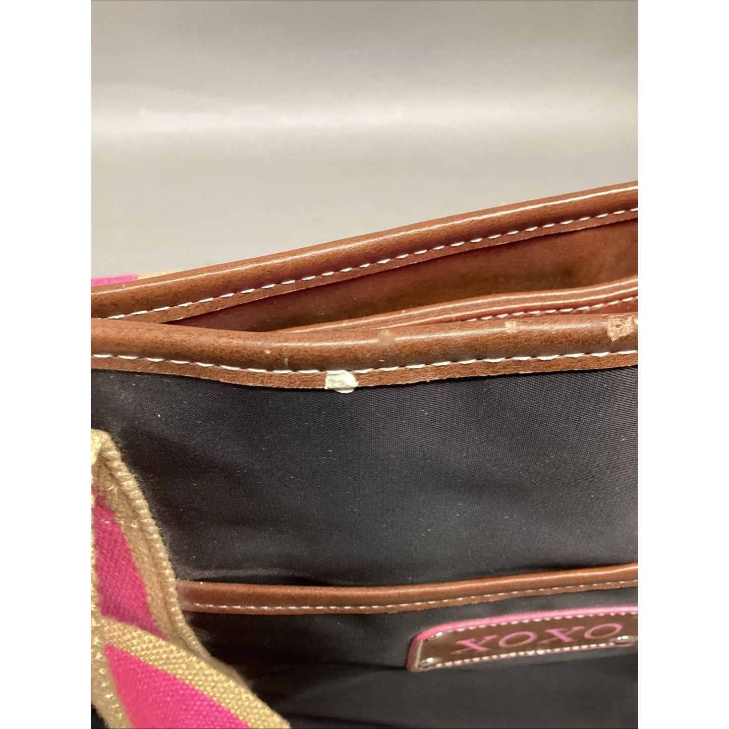 Vintage XOXO Pink Black Tote Bag - 18.5x14”