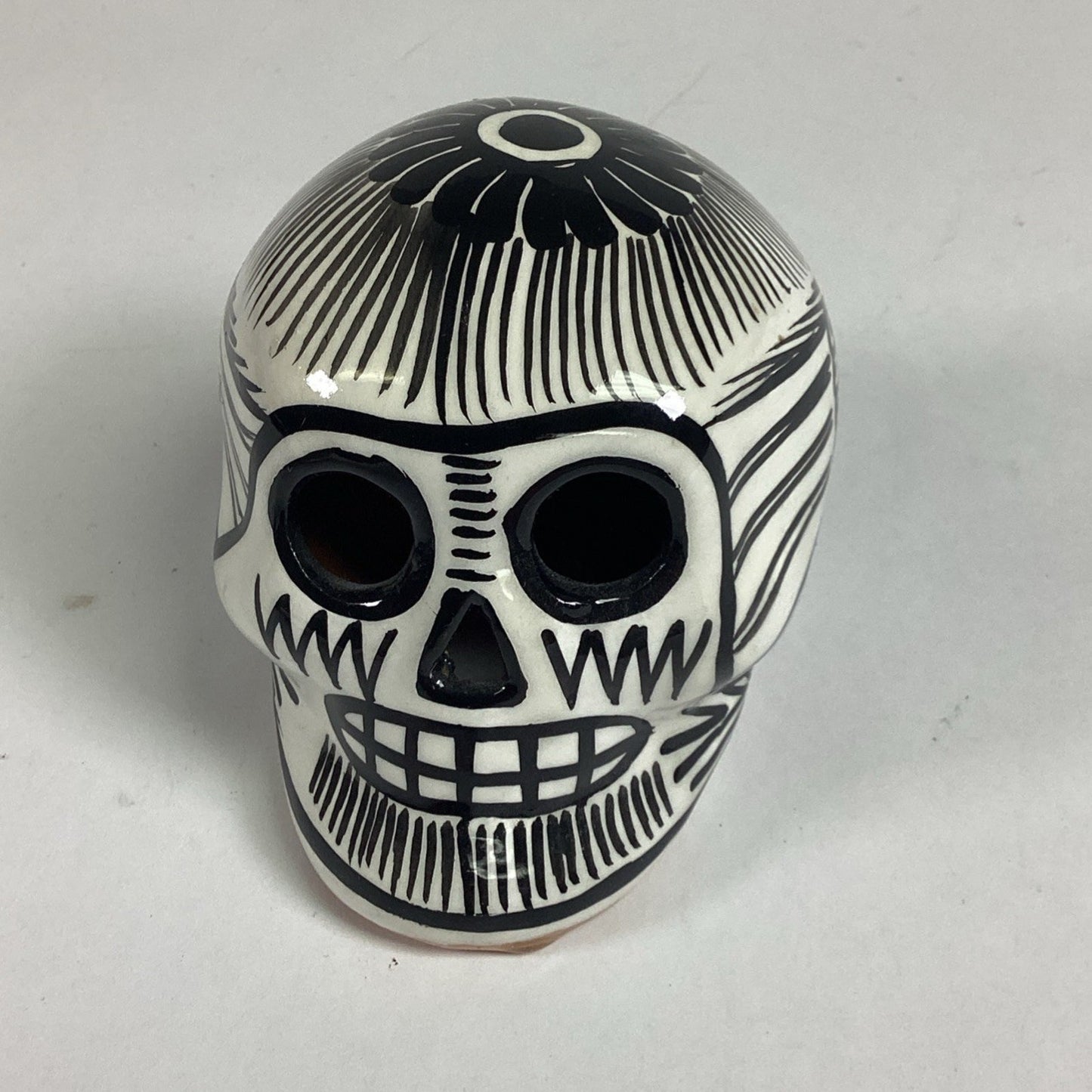 Day Of The Dead Black And White Small Sugar Skull Figurine