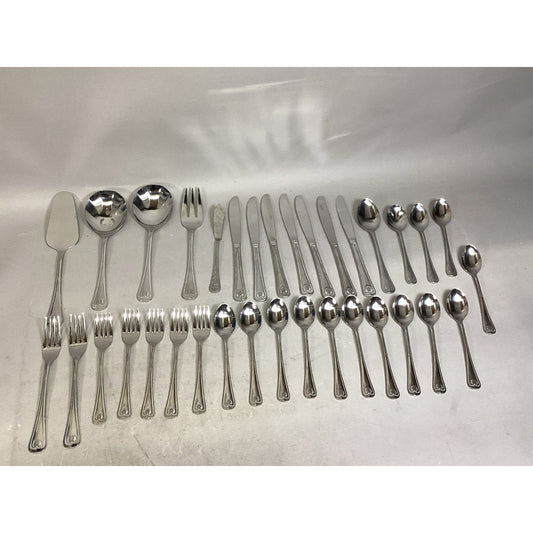 Set Of 34 - Supreme Cutlery Shell Interlace Stainless Japan Flatware Set