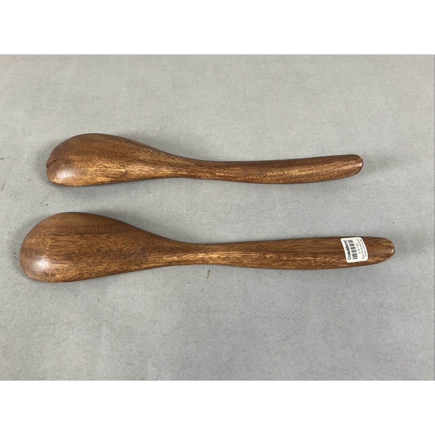 Crate & Barrel Mid Tone Wood Serving Salad Set Fork Spoon