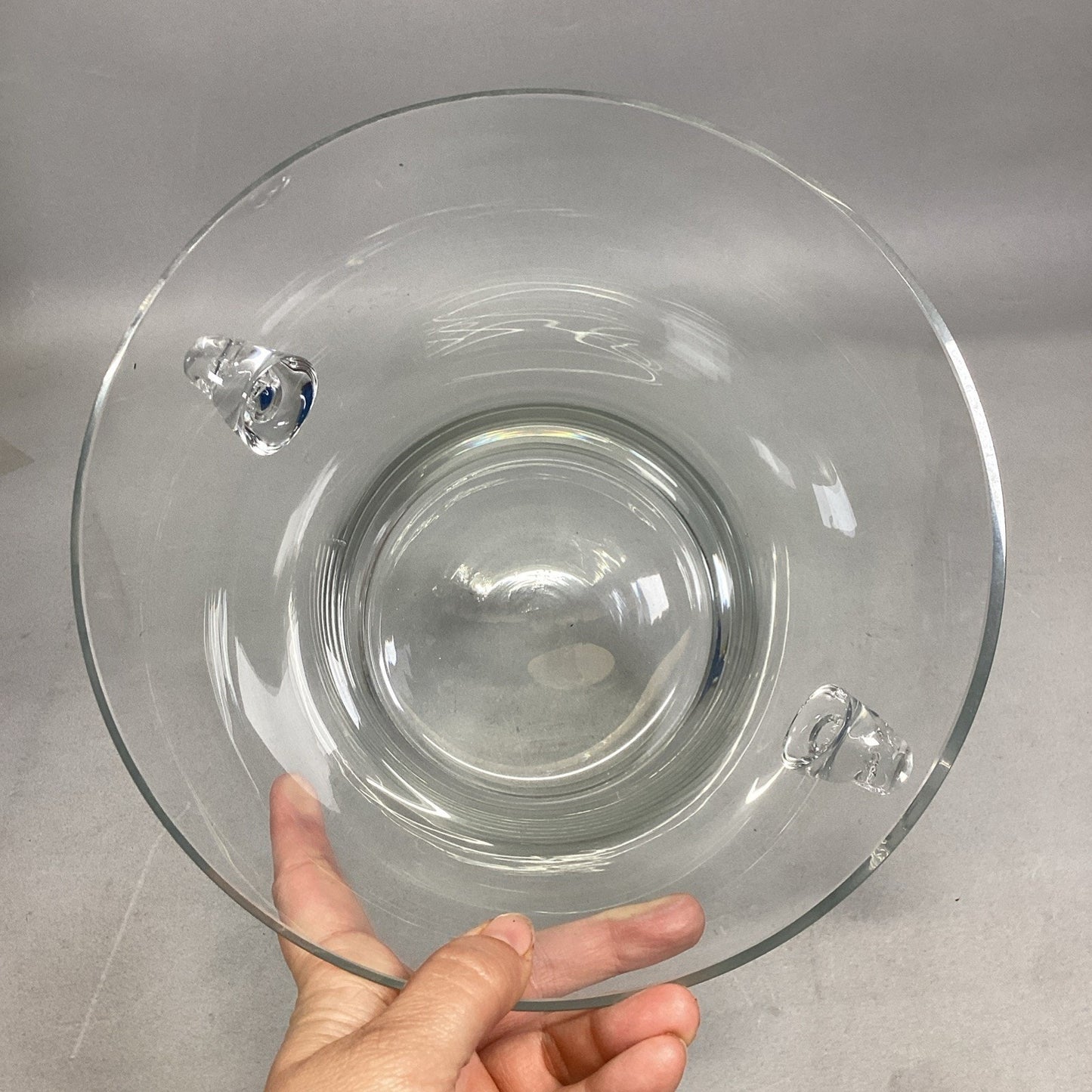 Vintage Clear Glass Ice Bucket w/ Hand Blown Handles - 8.5”Hx8 7/8”D