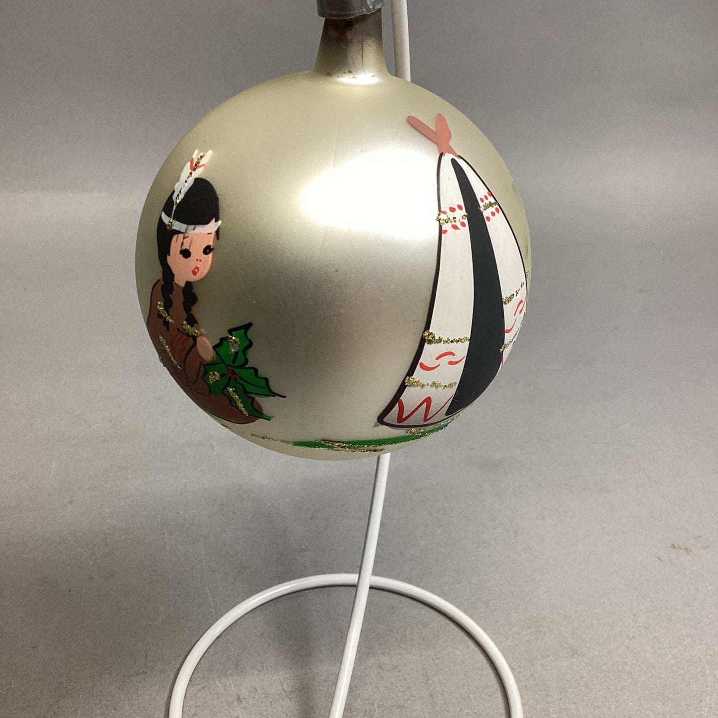 Antique Handblown Glass Christmas Ornament West Germany Native American