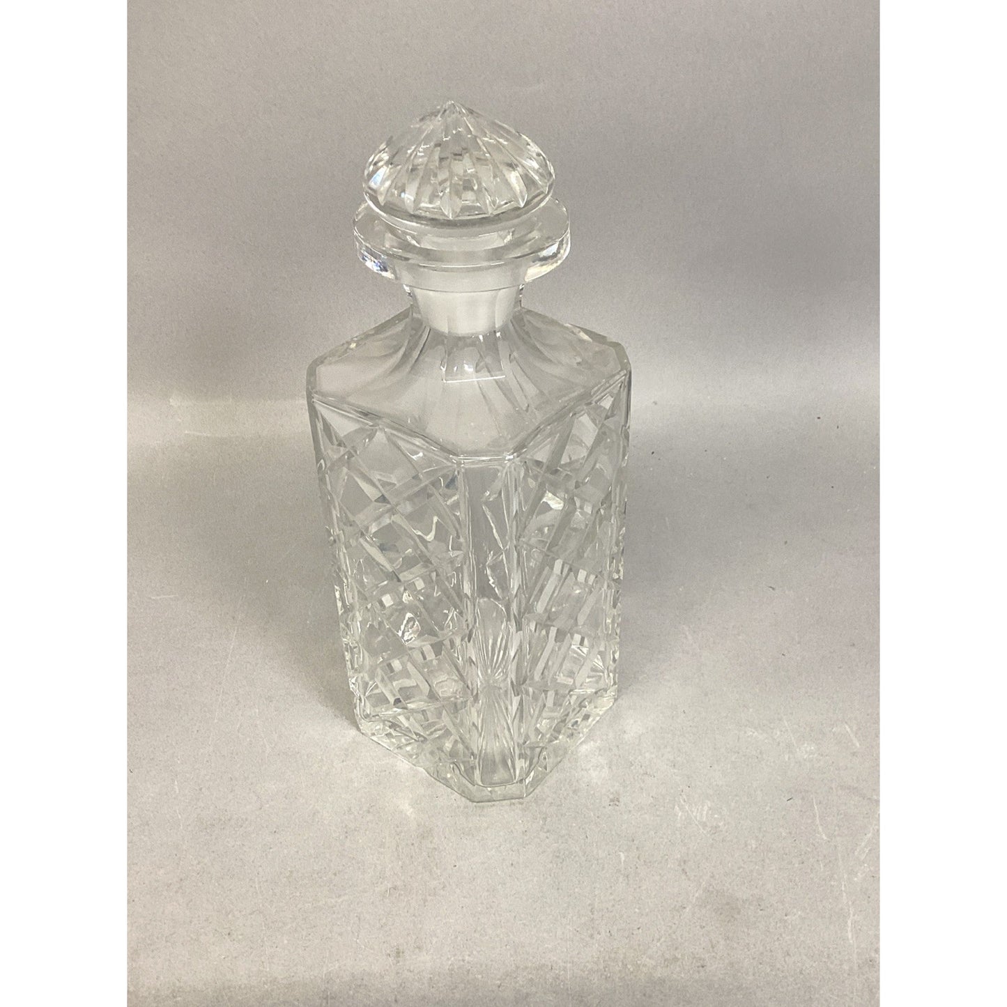Vintage Heavy Lead Crystal Decanter With Stopper - 10”H