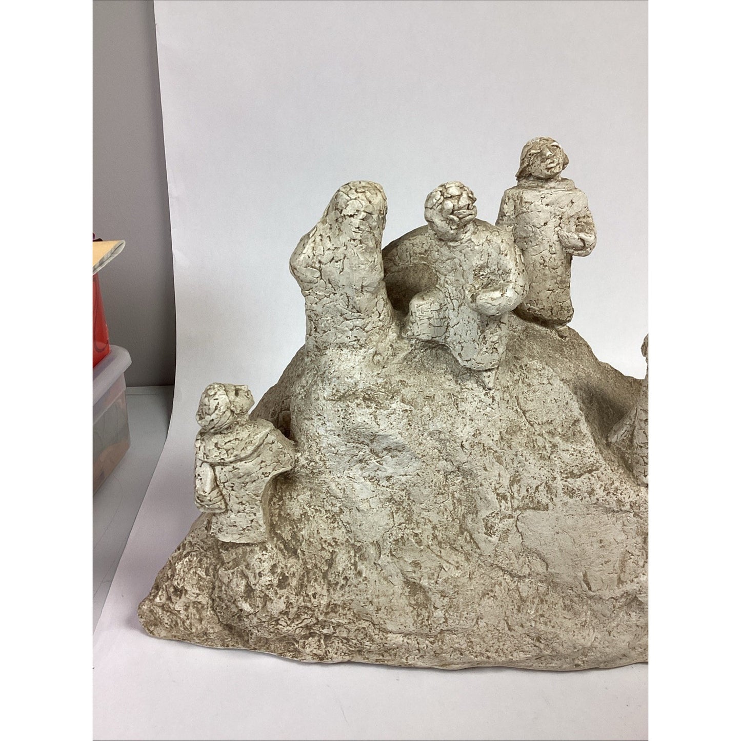 Austin Productions Vintage 1967 Menorah Judaica Large Clay Resin Statue - 21x14”