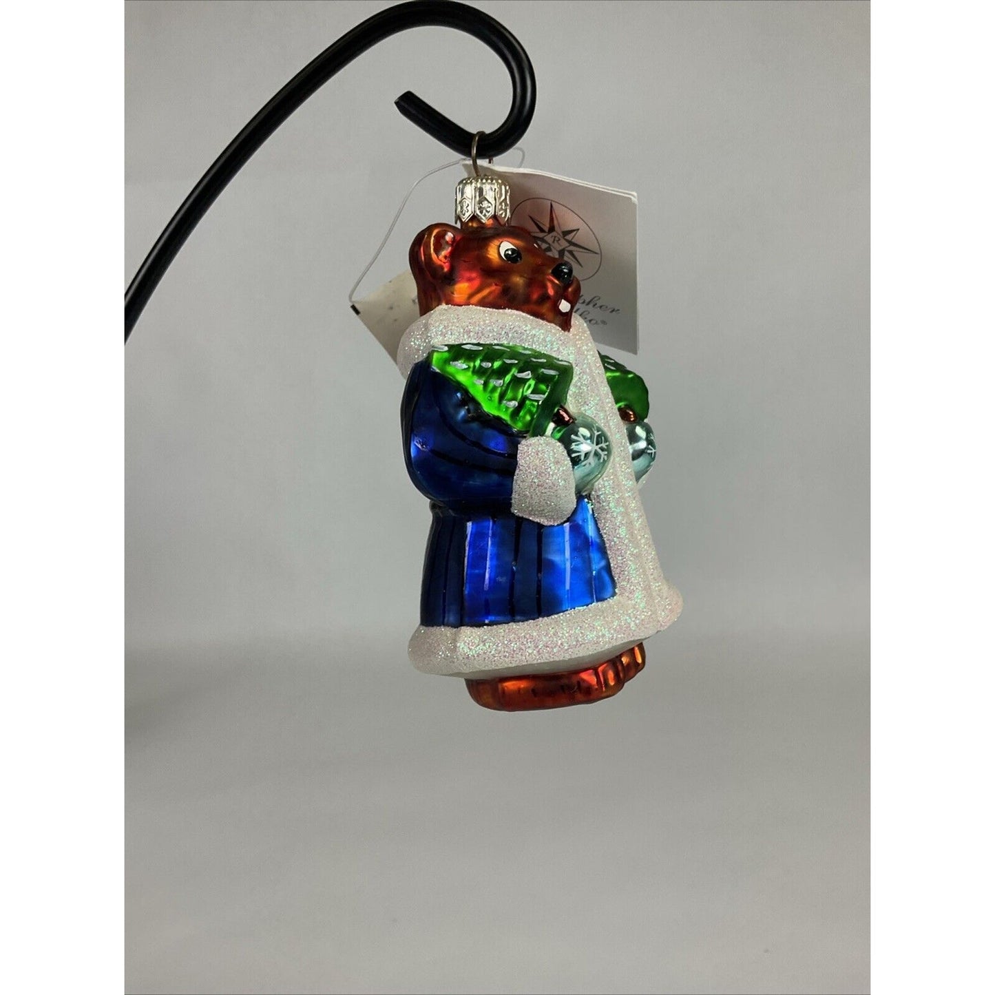 Christopher Radko Beary Chic Glass Bear Christmas Ornament