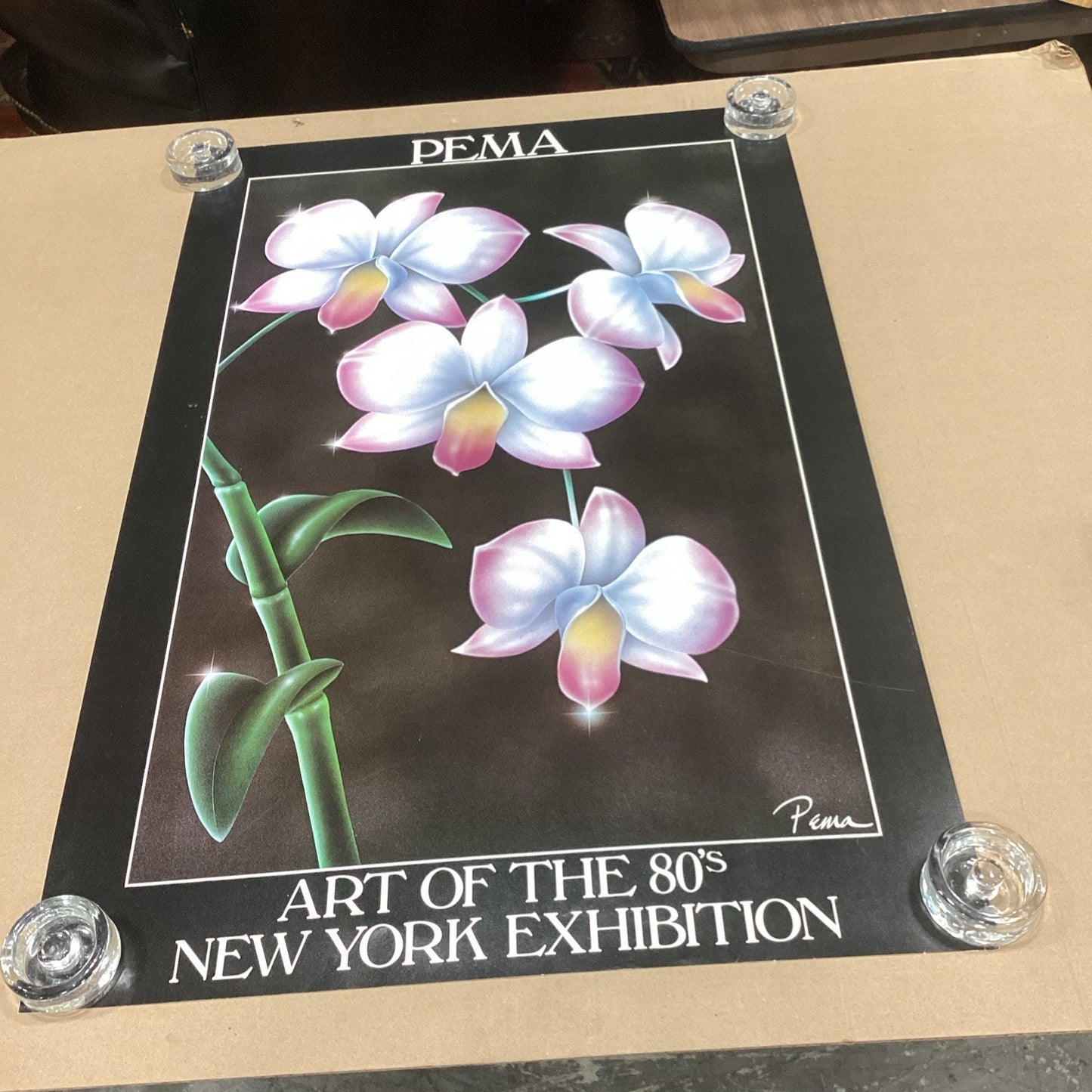 Pema Art Of The 80’s New York Exhibition White Pink Floral Poster - 36x24”