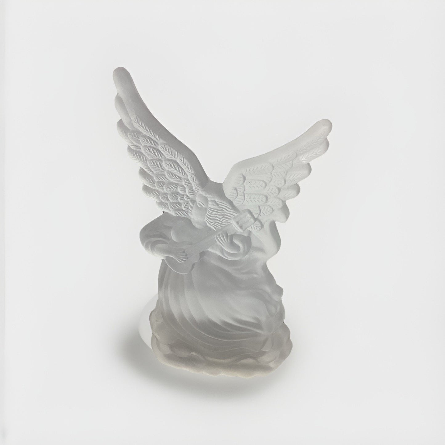 Frosted Glass Angel Playing Lute Tea Light Holder