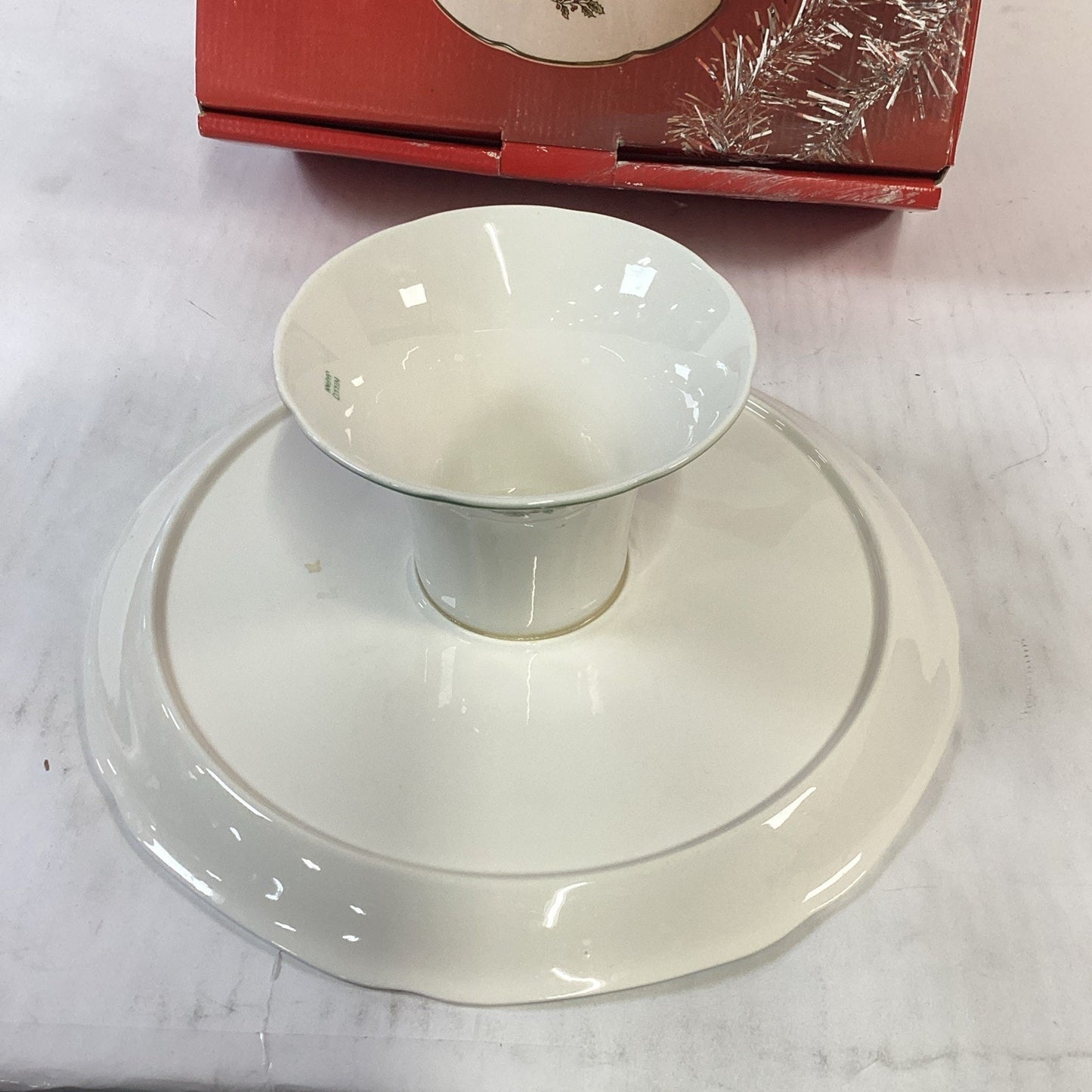 Vintage 1980's Nikko Japan Happy Holidays Christmas Tree Pedestal Cake Plate