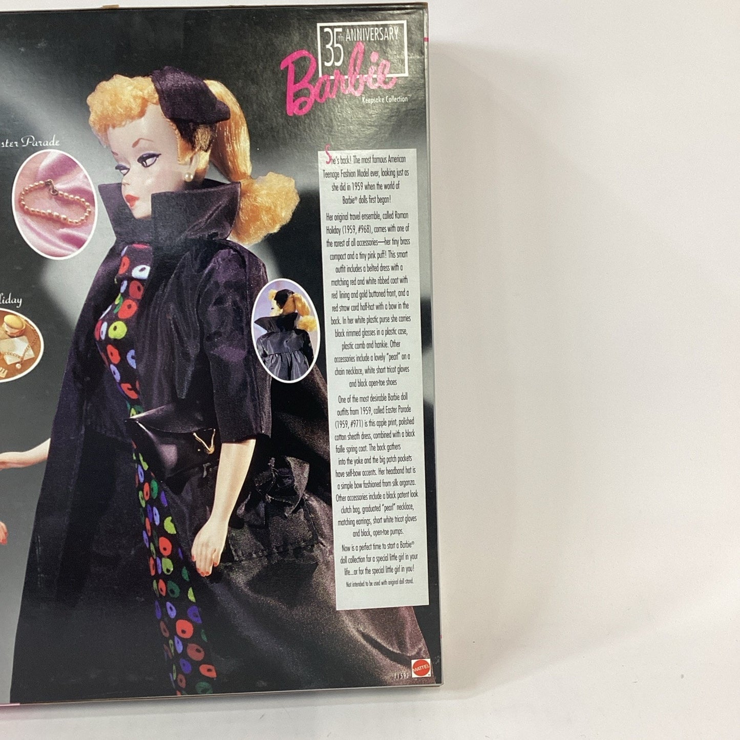 Barbie 35th Anniversary Barbie Doll, Fashions & Package 1959 Reproduction NOS