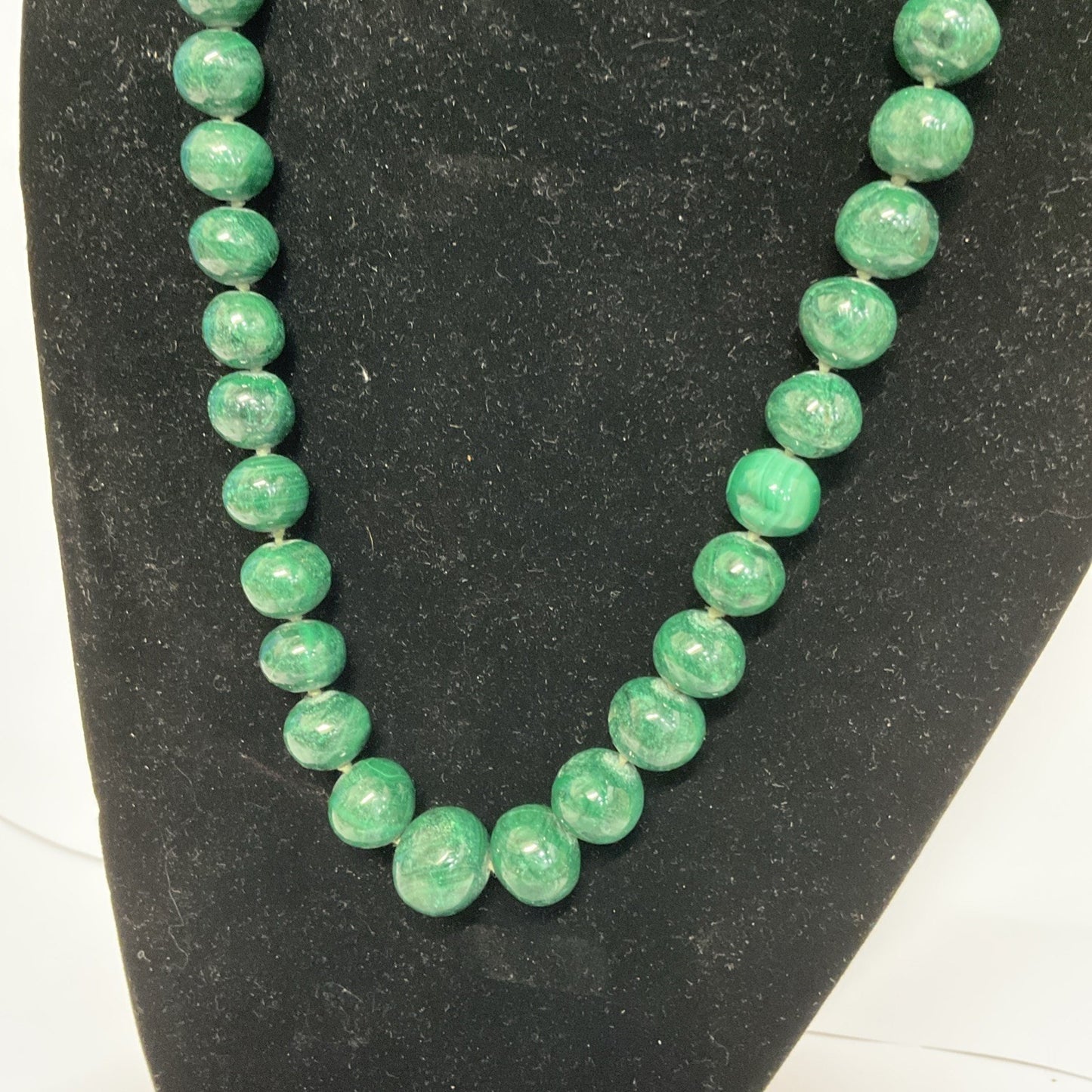 Natural Malachite Graduated Bead Necklace Genuine Green Gemstone Strand