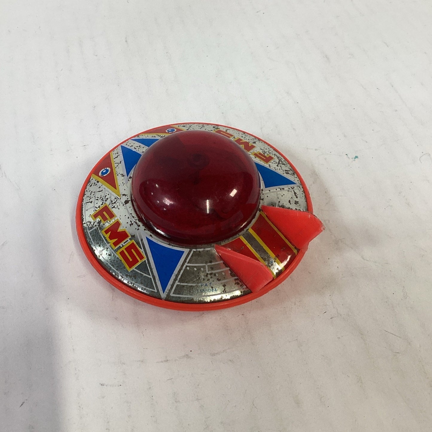 Vintage 1960’s Japanese Tin Litho Friction UFO Spaceship W/ Flashing Red Light