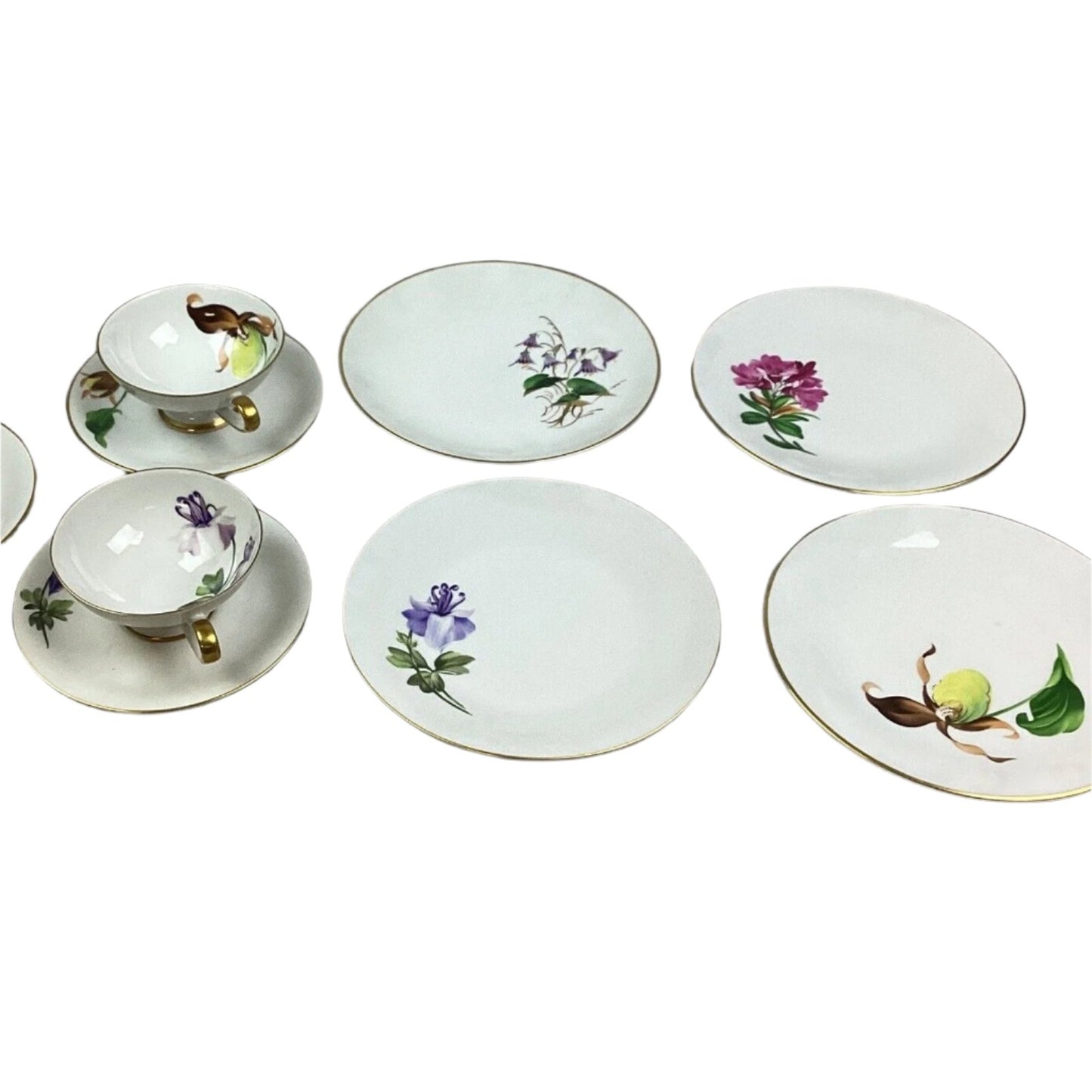 Manufaktur Worms Handmalerei Set Of 9 - Cups/Saucers/Salad & Bread Plates