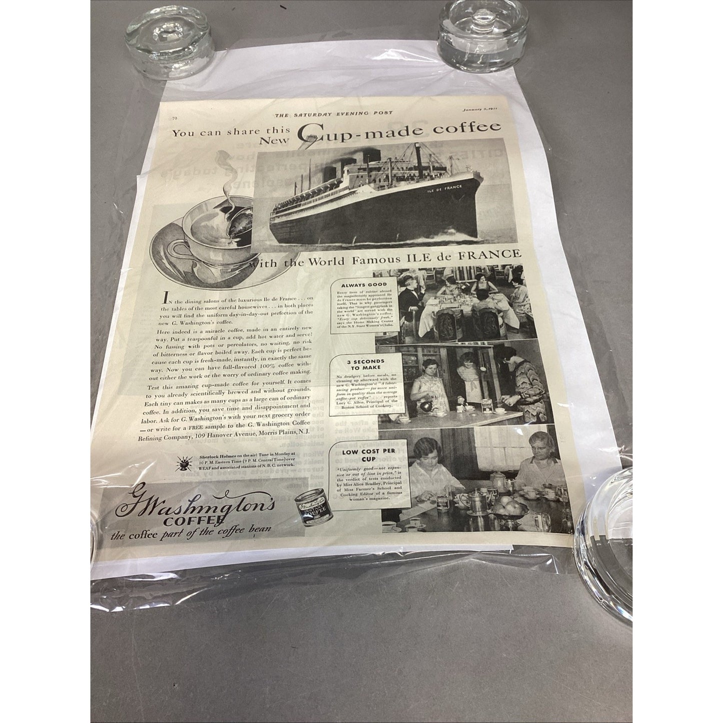 Isle De France Ship Art Poster Print - 11x8.5” & 1 News Article
