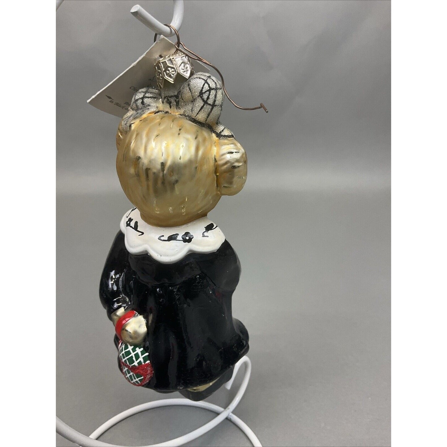 Radko Muffy Bear Portrait in Black and White + Balancing Act Ornaments / Damaged