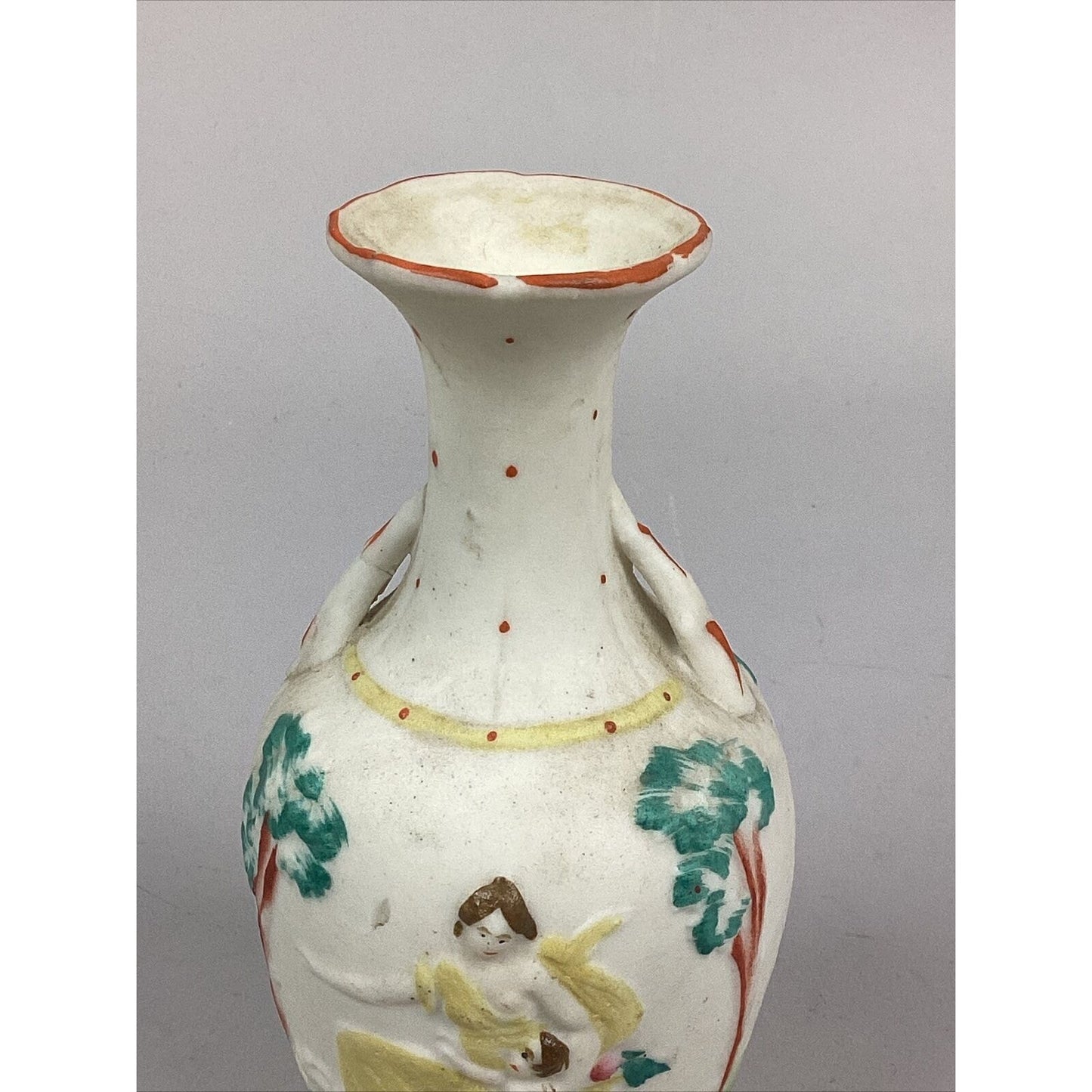 Vintage Mother Son Outdoor Scene Vase - 6”