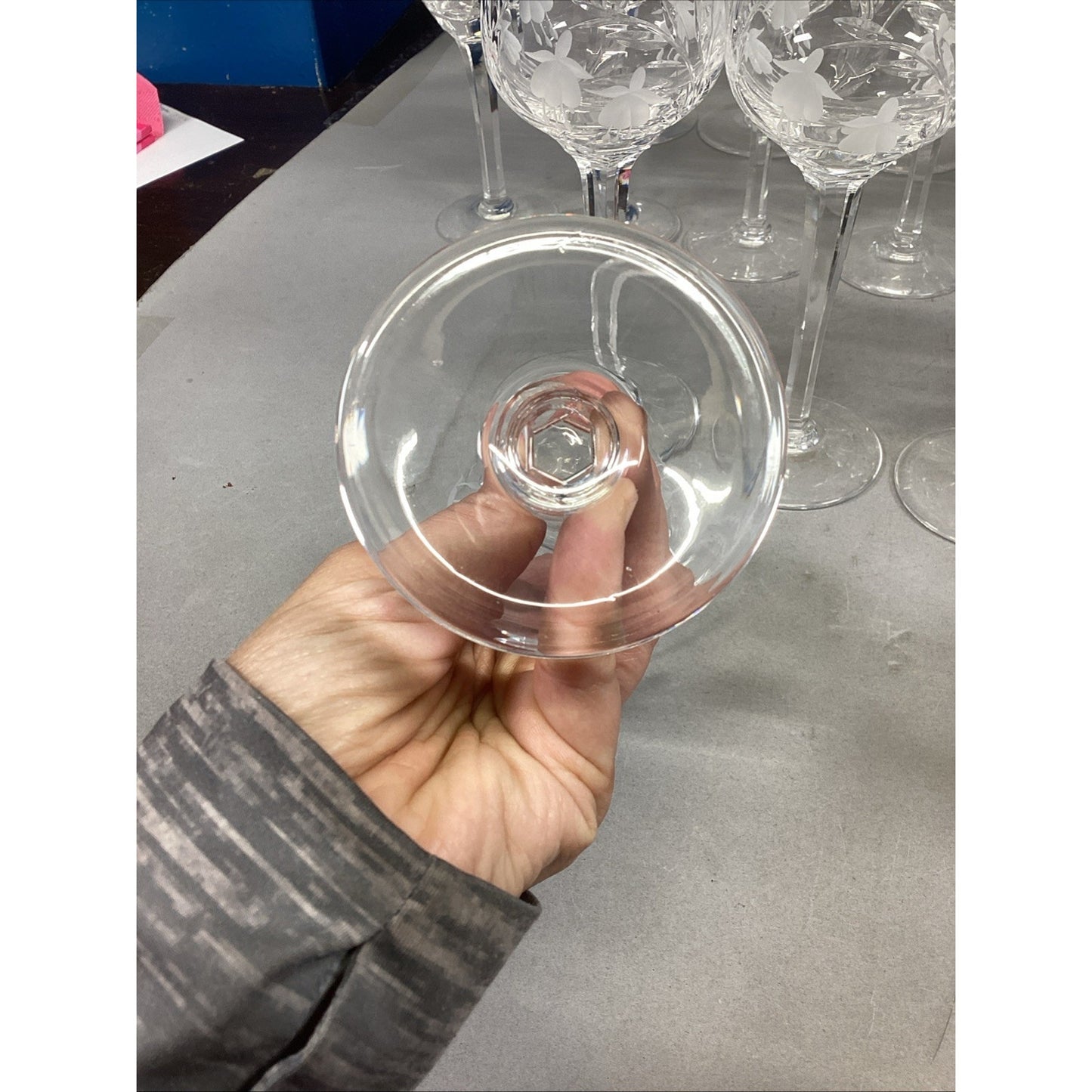 27 Glass Champagne, Red & White Wine Glasses & Water Glasses w/ Frosted Flowers
