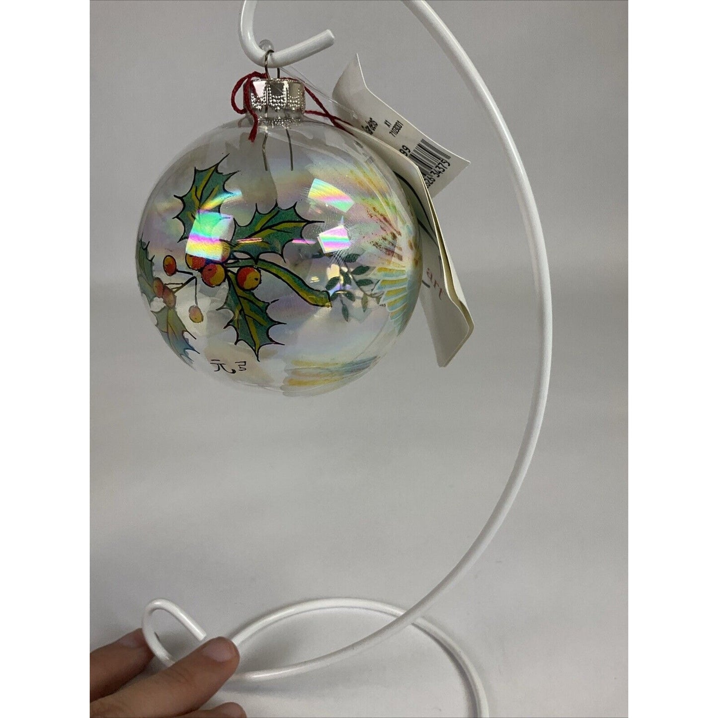 Gigi Clear Ball Christmas Ornament With Doves And Mistletoe (enamel)