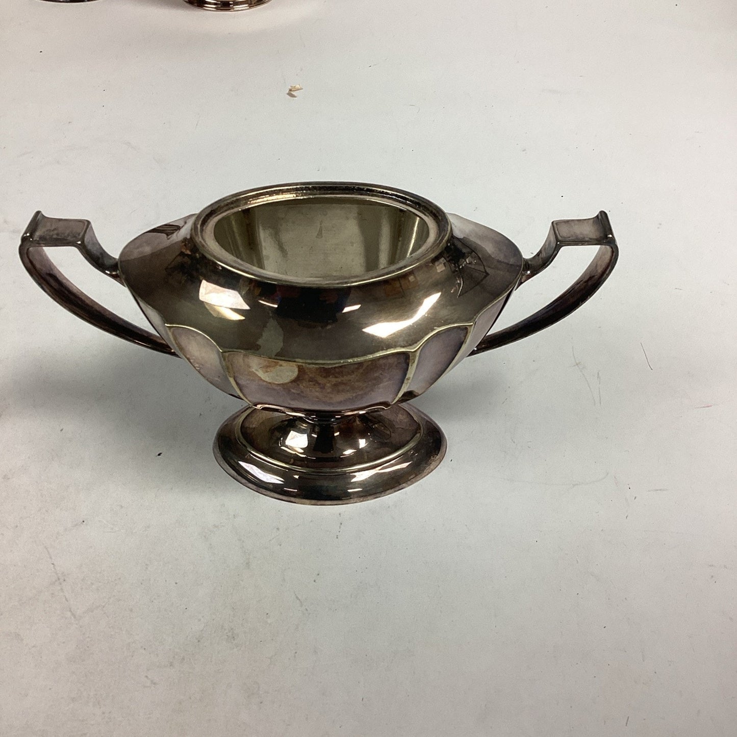 Lot Of 10 Silver Plated Platters, Bowls, Sugar/Creamer And Spoon