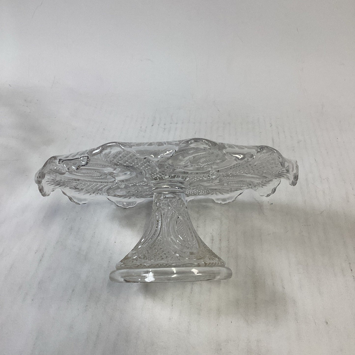 Antique 1897 EAPG Hickman McKee & Bros Crystal Cake Pedestal Stand