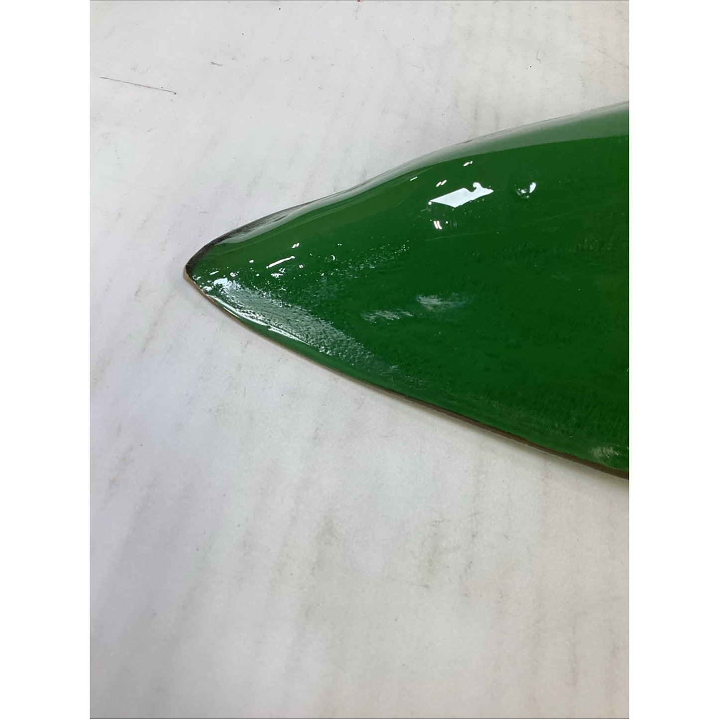 VTG MCM Green Glass Gondola Bowl Large Canoe Centerpiece W/ Gold Trim - 26.5”L