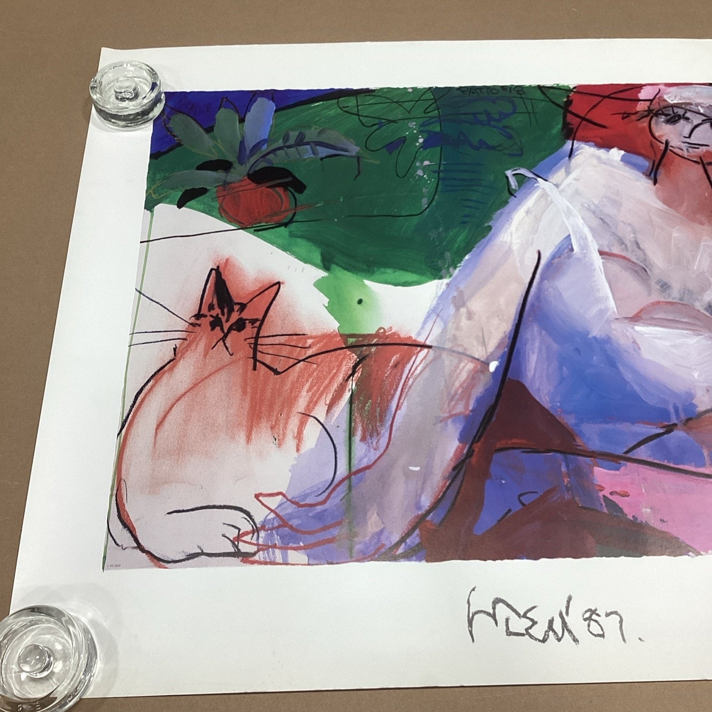 Mleu 1987 - Patio #18 - Woman & Cat Poster - 30.25x24.75”