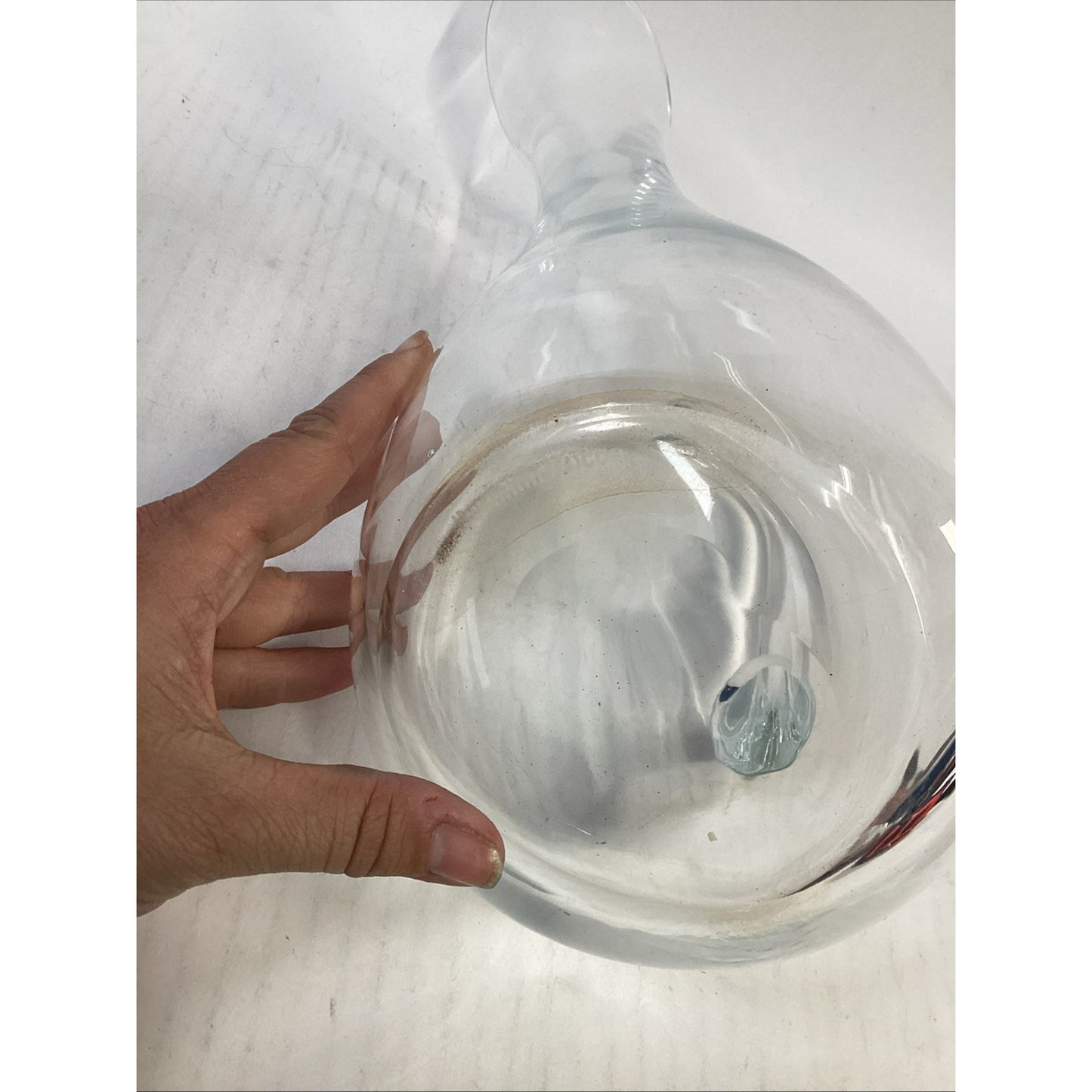 Vintage Bormioli Rocco Hand Blown Glass Pitcher With Handle – 13.5”L