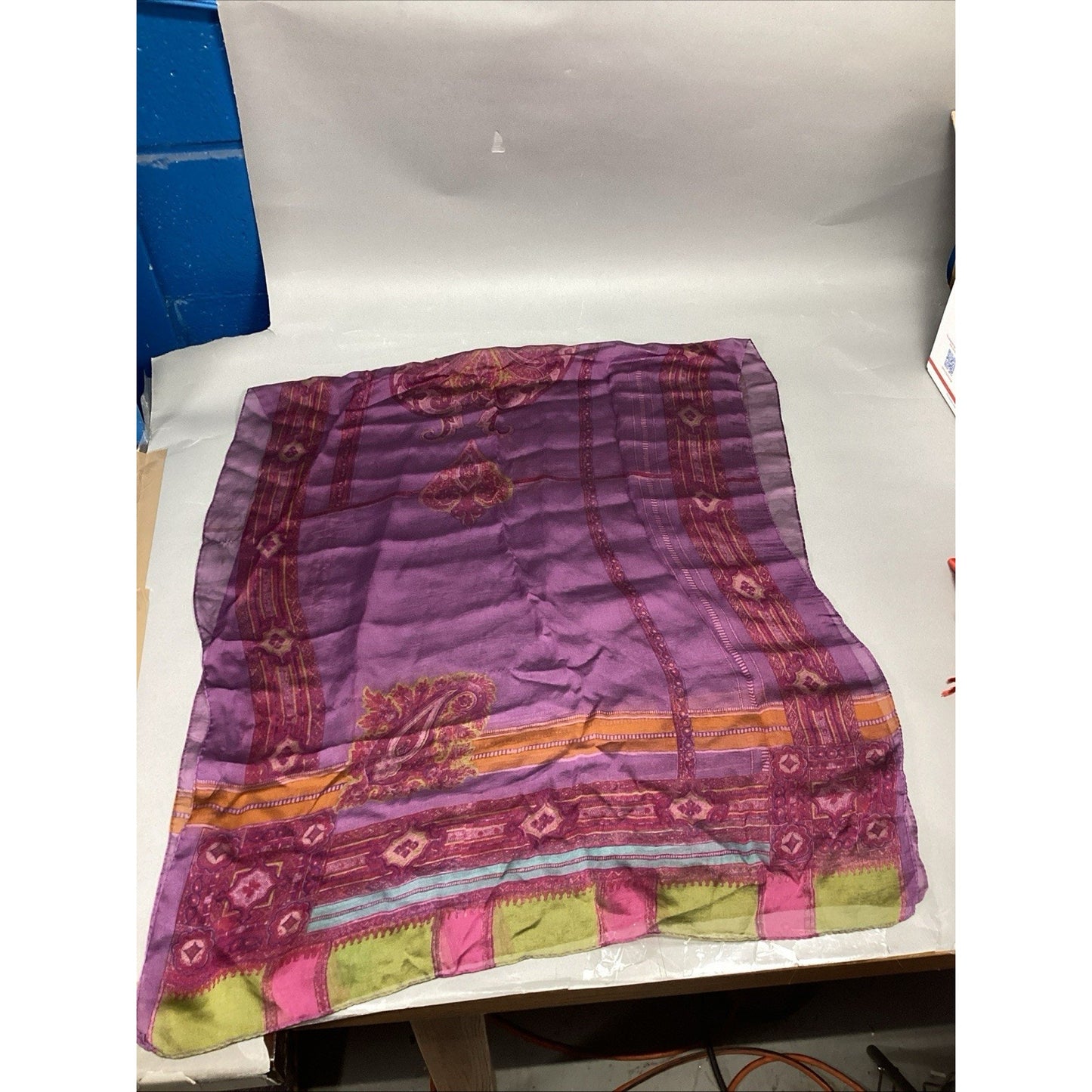 Vintage Purple Pink Paisley Women’s Silk Scarf - 62x26”
