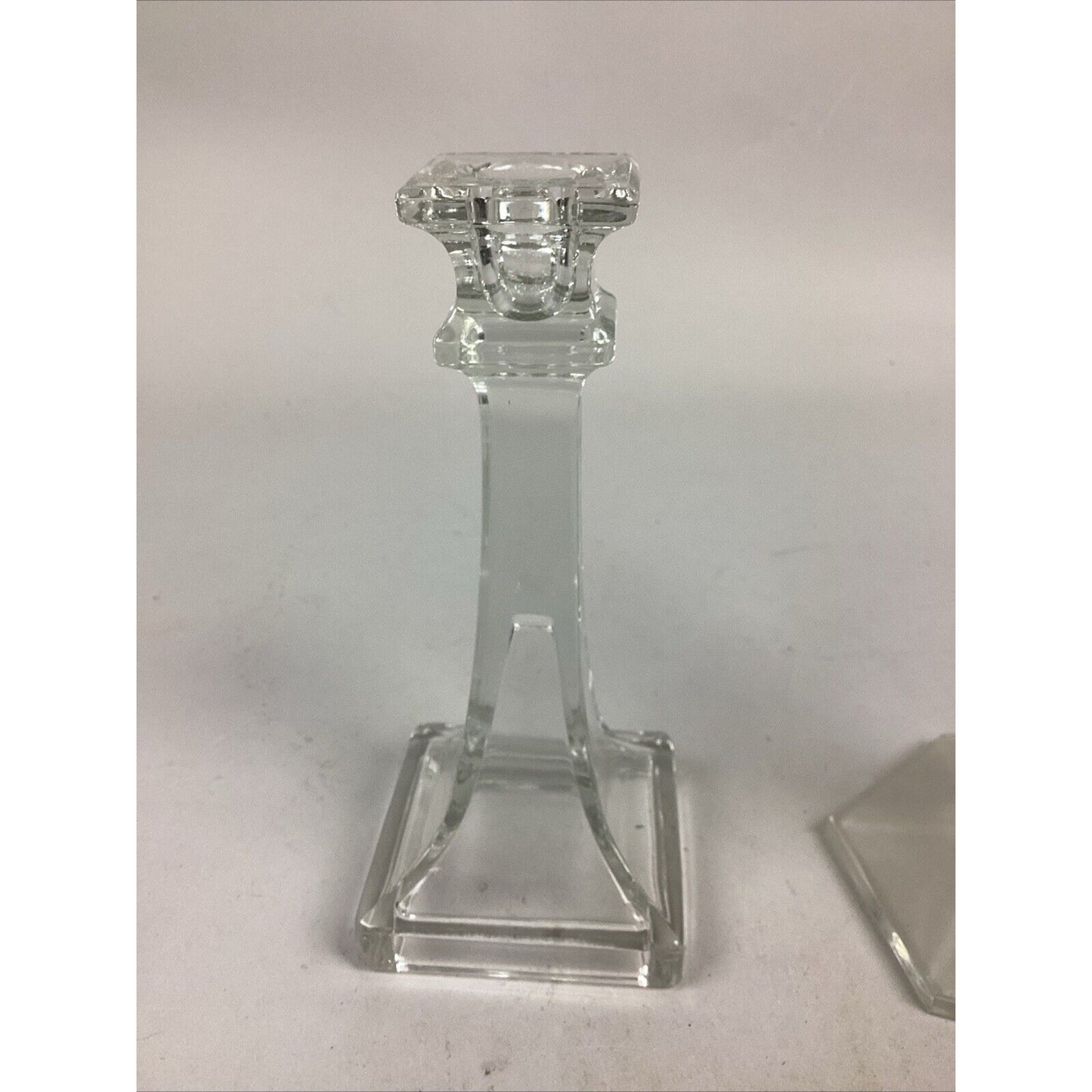 Set Of 2 Different Sized Glass Candlestick Candle Holders