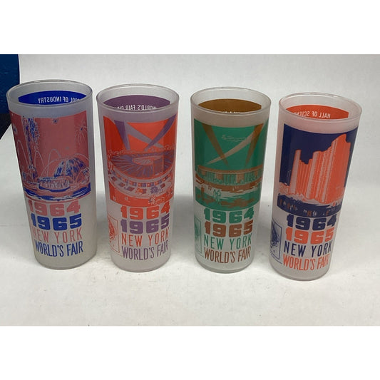 Vintage 1964-1965 New York World's Fair Frosted Glass Tumblers - Set Of 4