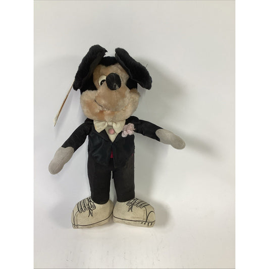 Disney 10” Mickey Mouse Tagged 60th Anniversary Black Tuxedo Plush Applause NOS