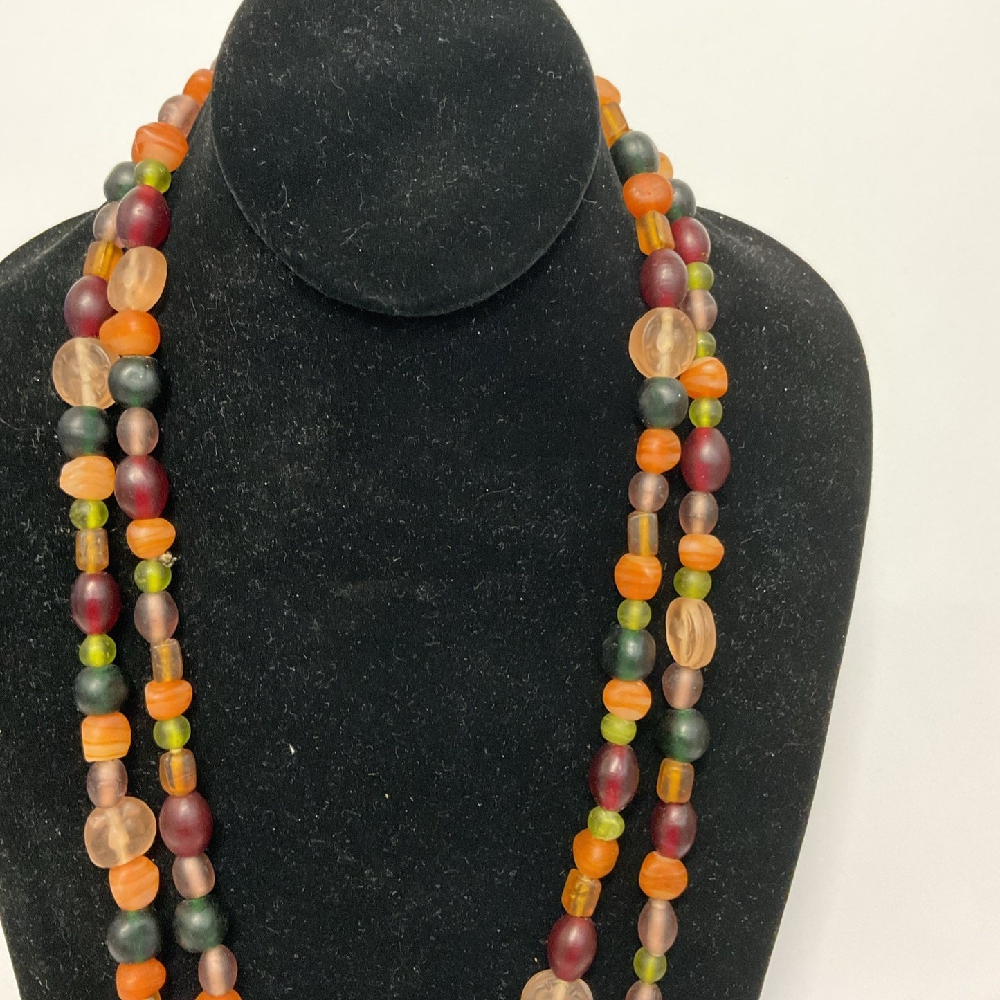 Multicolor Natural Glass Beaded Statement Necklace 26 In Bohemian