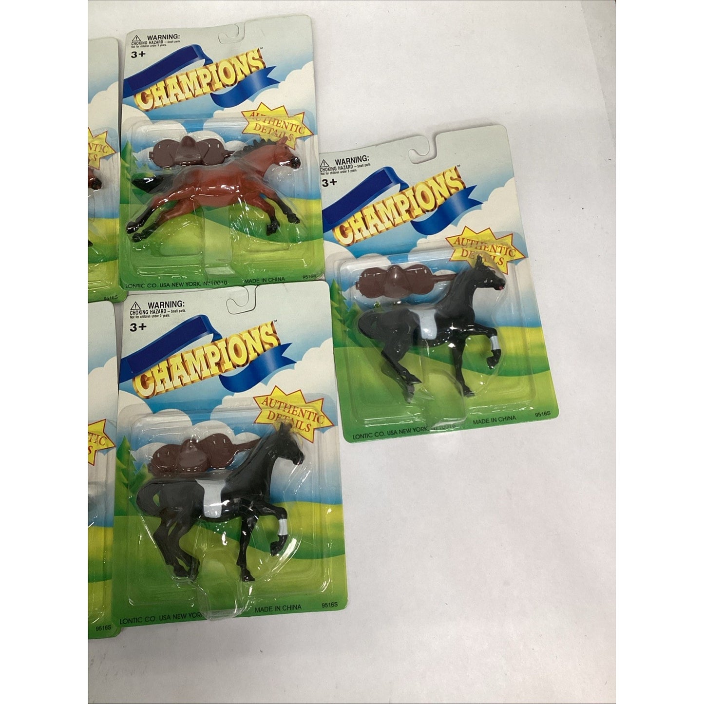 LOT Of 9 NEW Vintage LONTIC CO. Blue Ribbon Champions HORSES w/Saddles - New