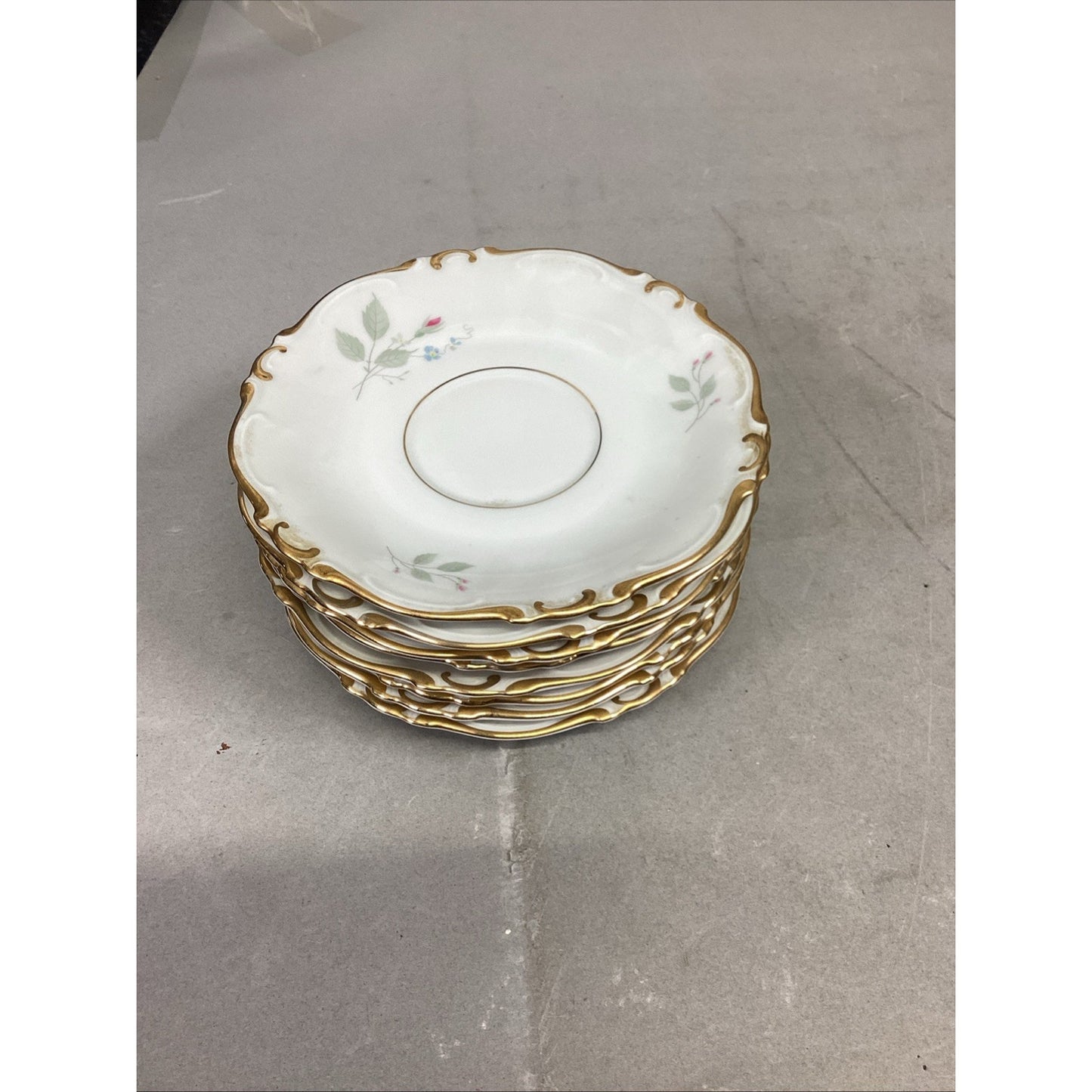 Set Of 8 Floral H&Co Selb Bavaria Germany Heinrich Saucers #66
