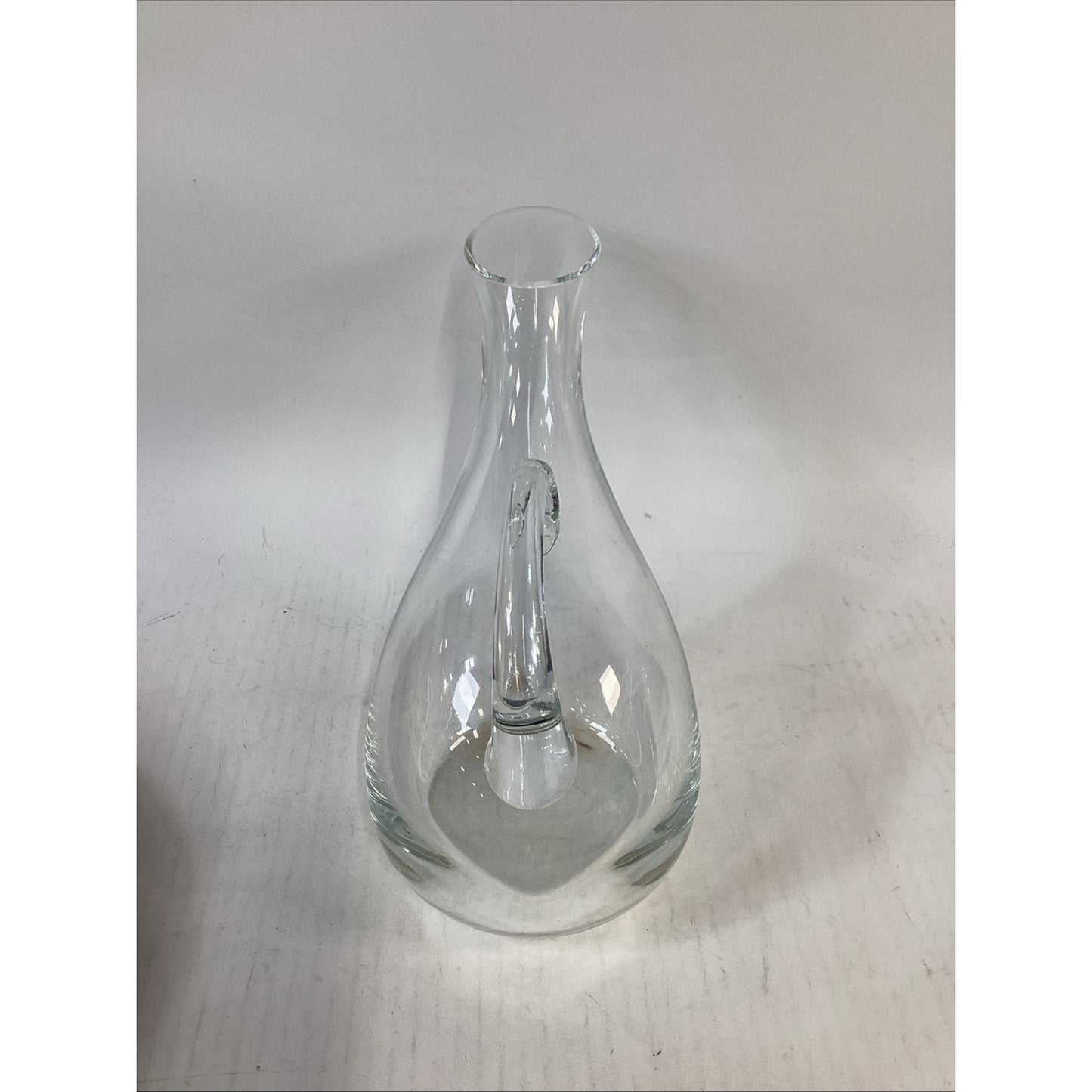 Vintage Bormioli Rocco Hand Blown Glass Pitcher With Handle – 13.5”L