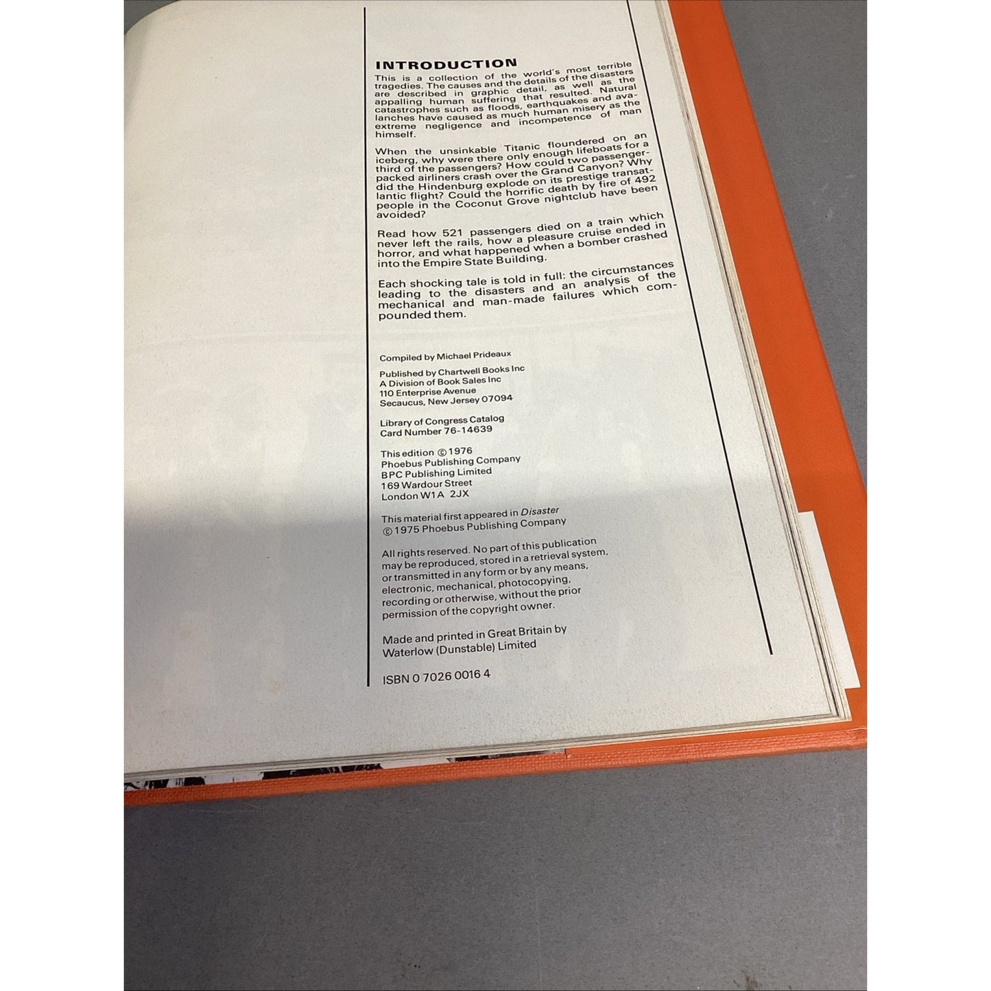 World Disasters Hard Cover Book - 1976