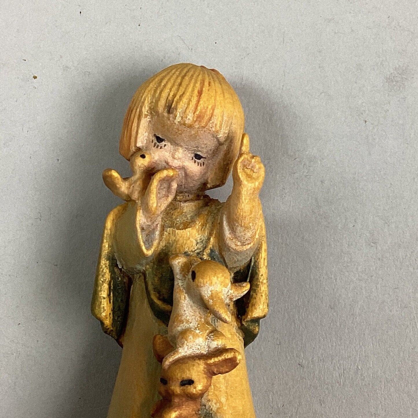 Vintage Anri Wood Carving Figurine - “Talking To The Animals” - 3”