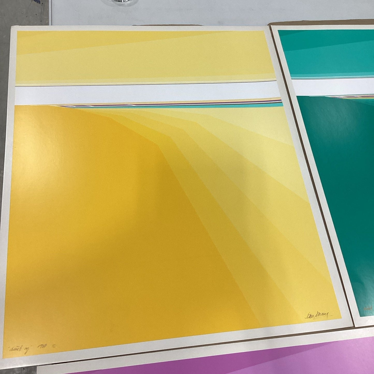 Vintage 1987 Climb Up Geometric Landscape Serigraph Print Suite Set Of 4 - 28x23