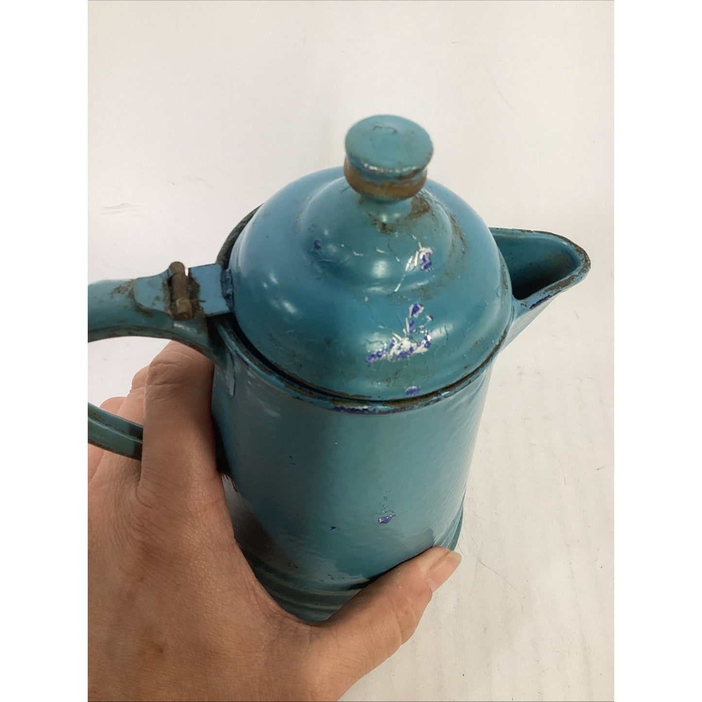 Antique French Or Belgian Floral Enamelware Coffee Pot