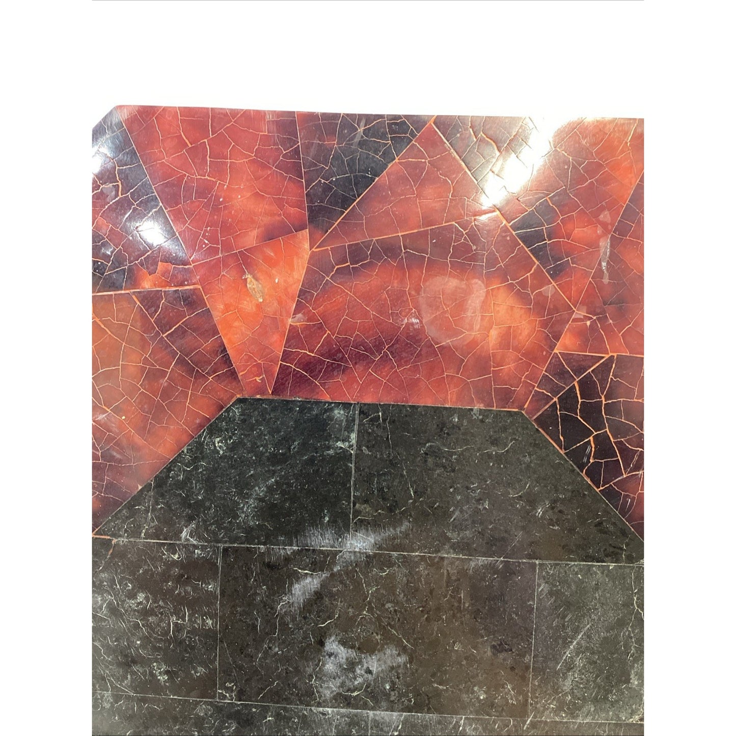 Octagonal Shaped Faux Marble Charcuterie Cheese Board - 15” - Felt Backing