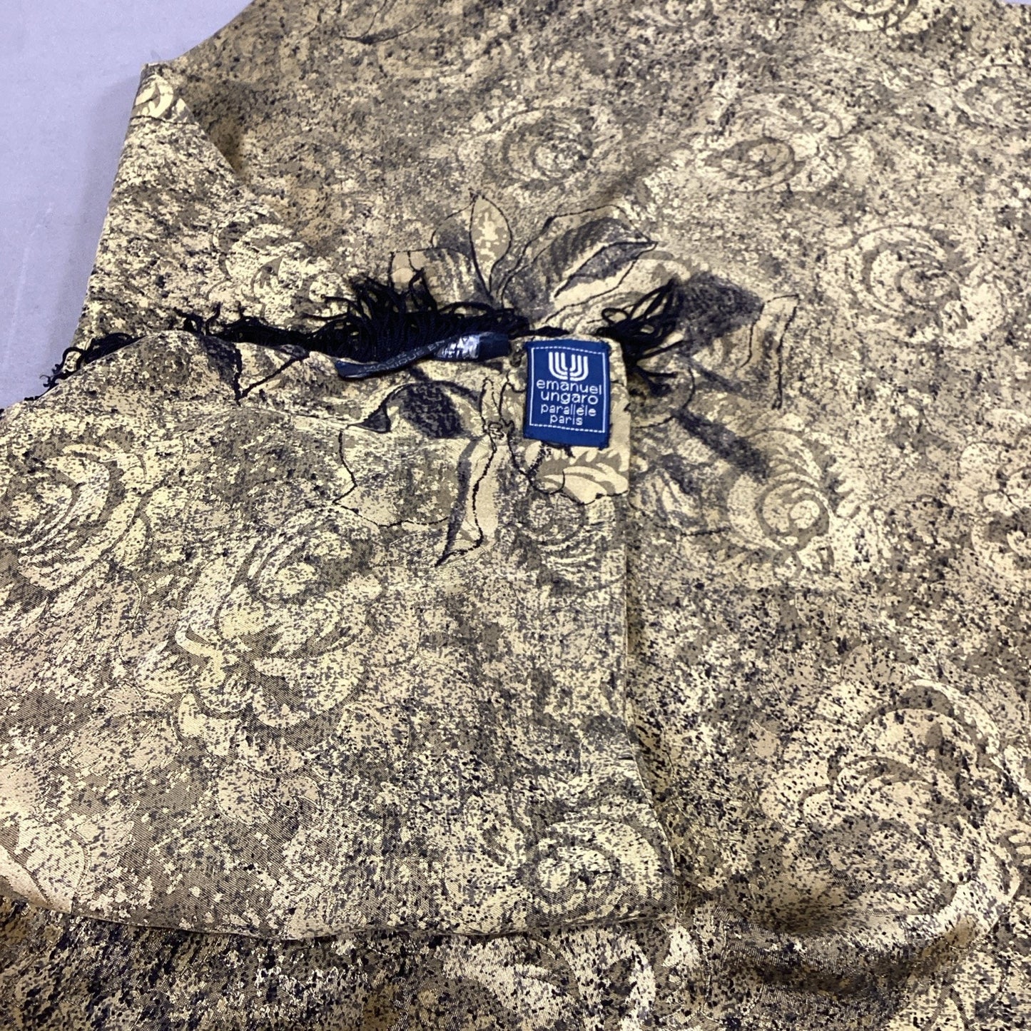 Emanuel Ungaro Multicolor Gold Floral Shawl/Wrap - Made In Italy