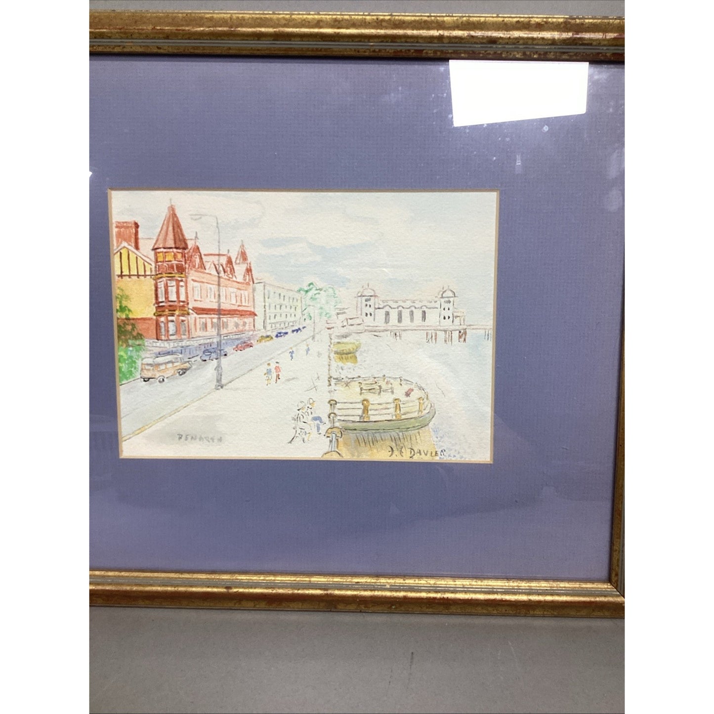 Watercolor Painting of Penarth Pier & Esplanade In Wales By JE Davies