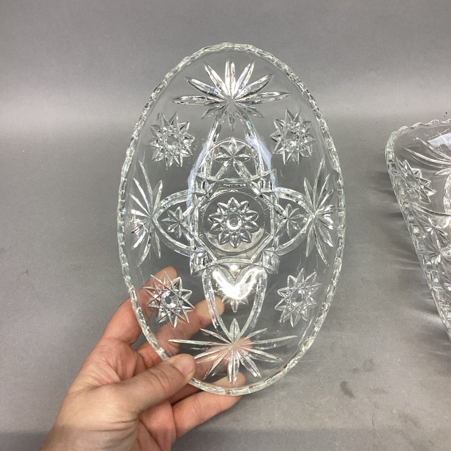 Vintage Star Of David Oval And Rectangular Glass Serving Dish