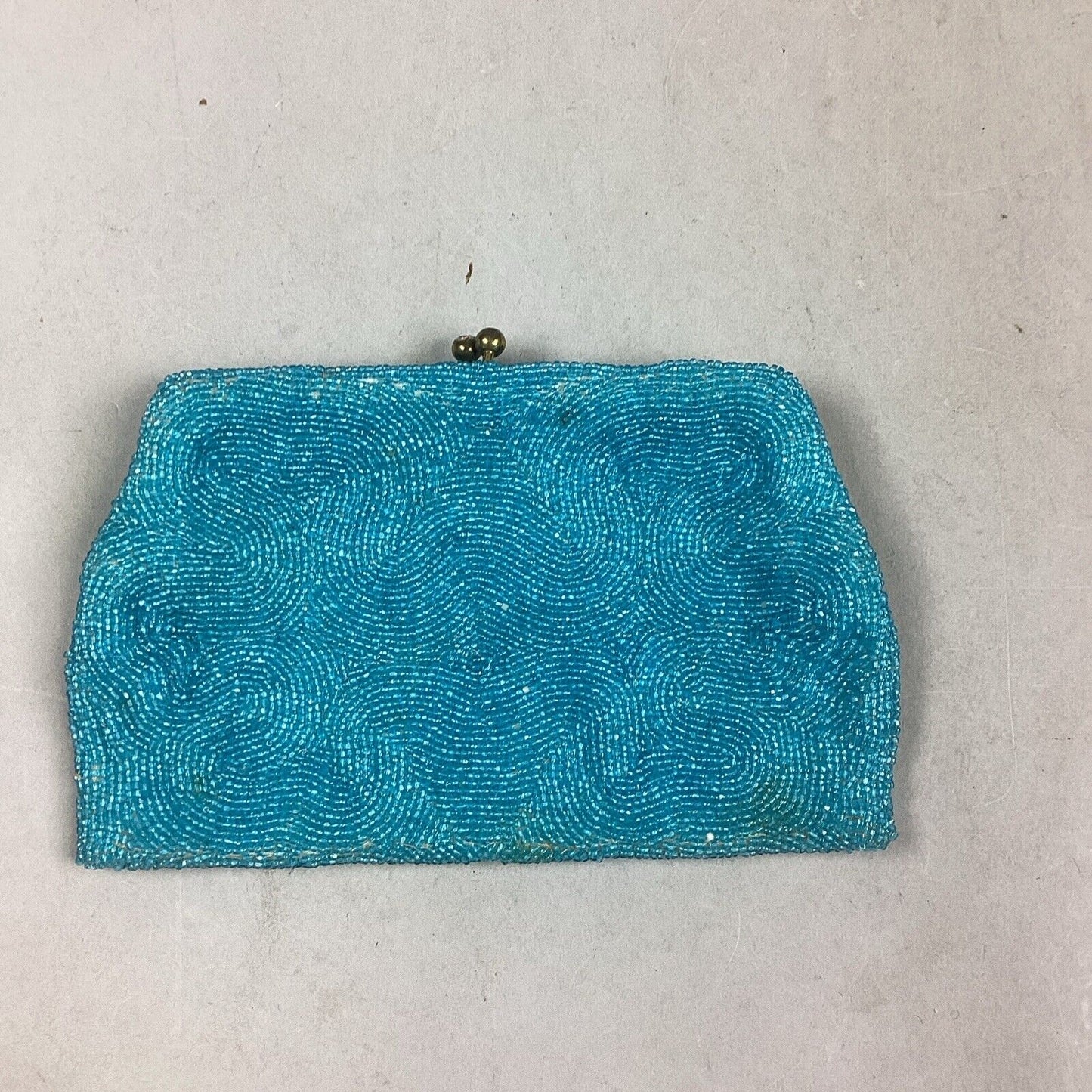 Coblentz Teal Blue Beaded Clutch Purse