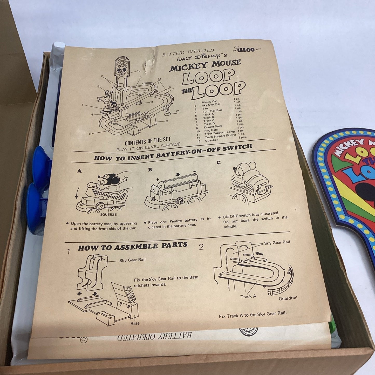 1970’s NOS Illco Disney's Mickey Mouse Loop The Loop Roller Coaster Playset