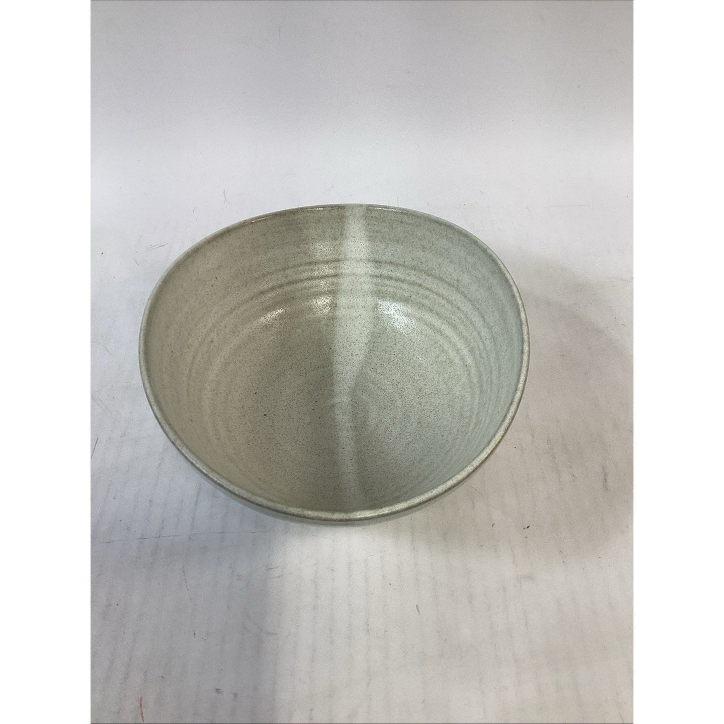 Vintage Speckled White Glazed Bowl - 9x7.5x3.5”